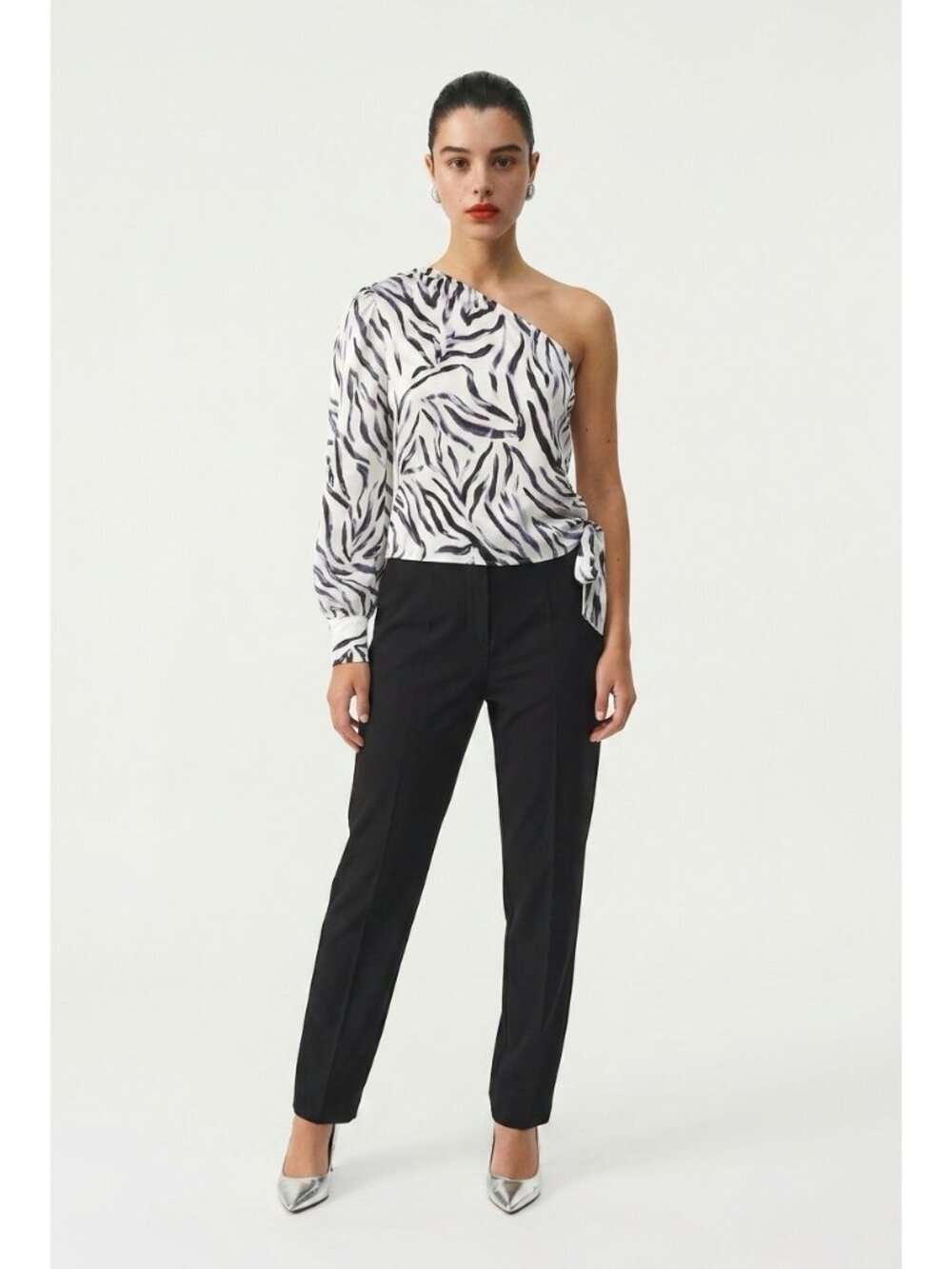 Kendall & Kylie Zebra One Shoulder Top Black White Gray XS Trendy Chic NEW